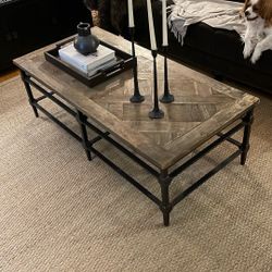 Pottery Barn parquet top coffee table