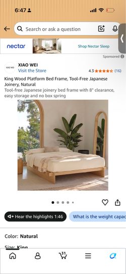 King Wood Platform Bed Frame, Tool-Free