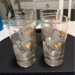 4 Vintage Unicorn Highball Glasses