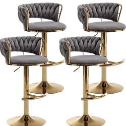 Velvet Swivel Bar stools Serving 4
