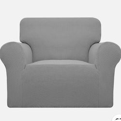 Easy-Going Oversized Chair Stretch Slipcover – Gray, New 