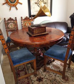Rare Antique Louis XV Dining Table and 4 Chairs