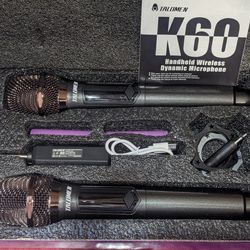 Talomen Wireless Microphones, Professional Handheld Cordless Rechargeable Mic System K60-2
