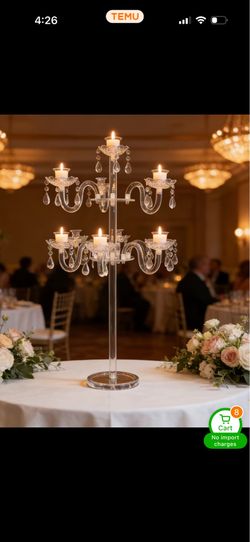 9-Arm Crystal Candle Holder | 2 pcs Taper Candlestick Crystal Candelabra - Table Decor Classic And Elegant Table Centerpiece Atmosphere Candlestick Fo