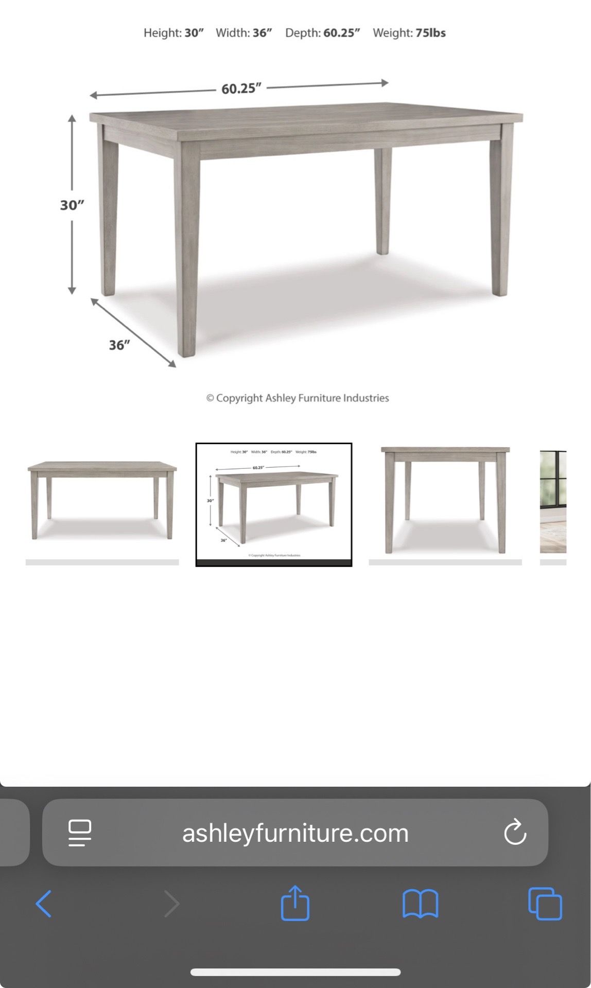 Ashley furniture Parellen Gray Rectangular Table