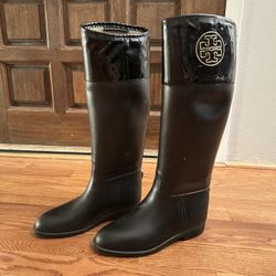 Tory Burch Black Riding Style Rain Boots