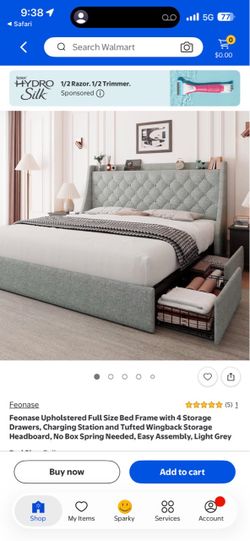 Twin  Light Gray Upholstered Bed Frame with Storage