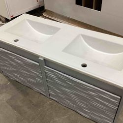 Floating Bathroom Vanity With Double Sink Top 