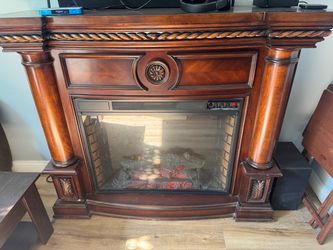 wood mantel electric fireplace