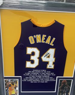 Shaquille O'Neal Signed and Framed Los Angeles Lakers Jersey