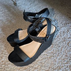 Guess Black Wedge Sandals 9
