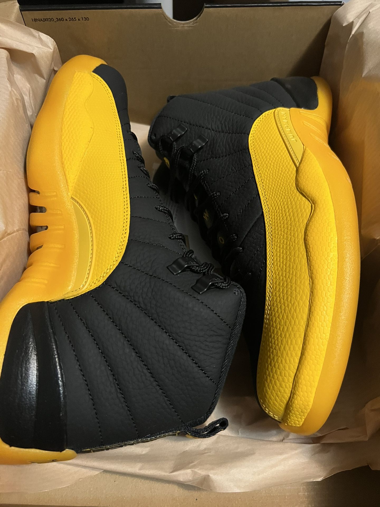 Jordan 12 black university gold