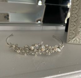 Bridal Tiara with Pearls and Crystals