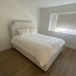 Beige Upholster Queen Bed Set