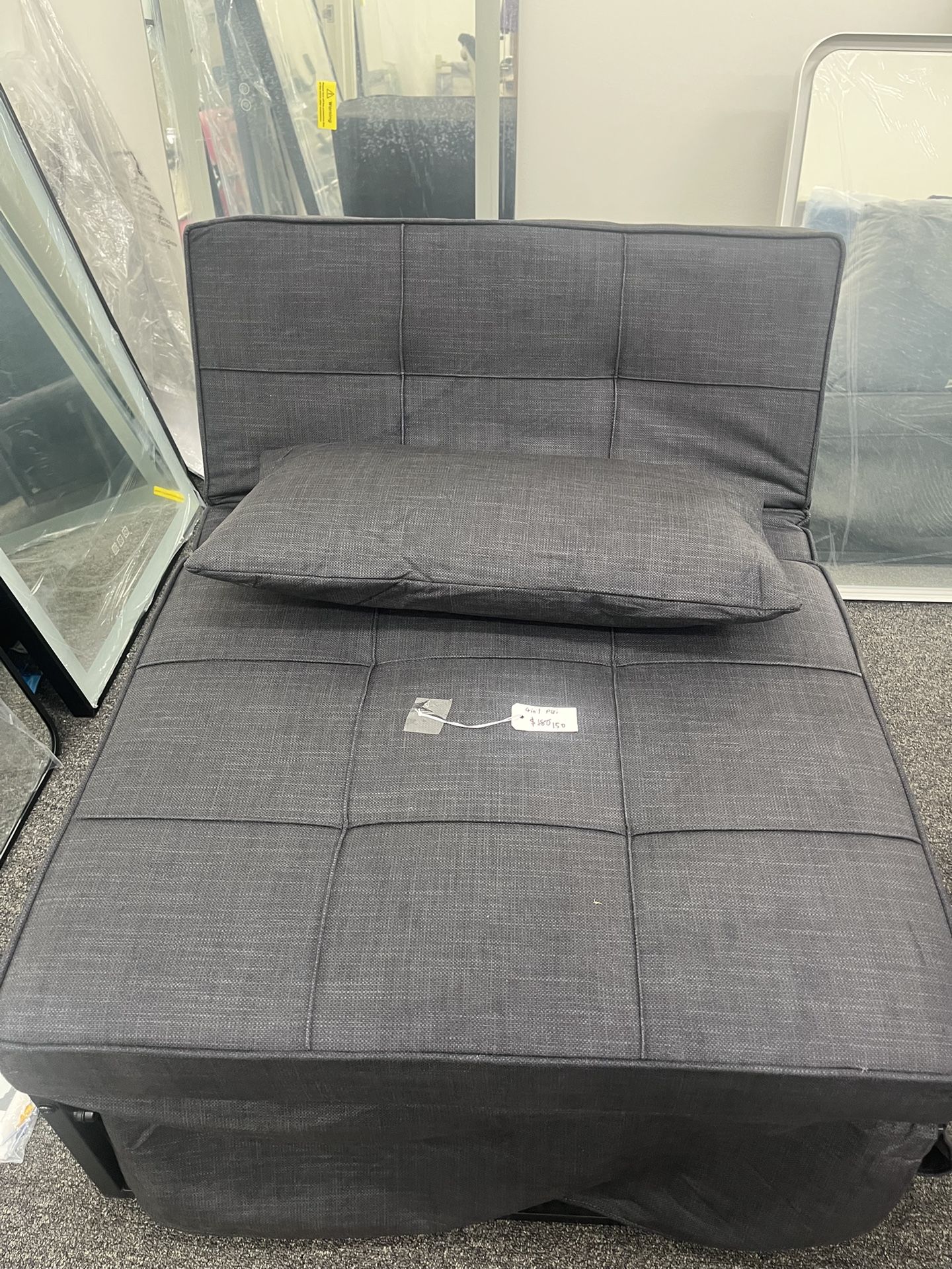 Sofa Bed, 4 in 1 Multi-Function Folding Ottoman Breathable Linen Couch Bed with Adjustable Backrest