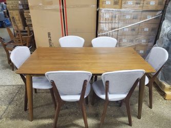 Mid Century Modern Style 7 Pc Dining Set (New)