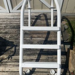 3 Step White Polymer Saftron Pool Ladder