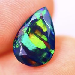 1.54Ct Welo Black Opal Polished - Ethiopian Opal - Pear Faceted