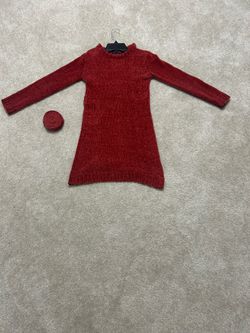 Red dress with ribbon belt