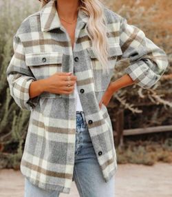 Plaid flannel oversized shacket