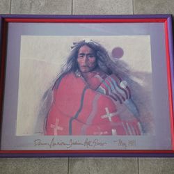 Clifford Beck SIGNED Framed PRINT 1981 Native American NAVAJO Southwestern 26x32