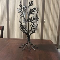 Candle Holder Metal Base With Glass 
