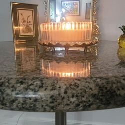 Mid-Century Marble Top Bistro Table With Chrome Legs