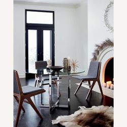 CB2 silverado dining glass table