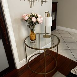 Gold Glass Metal Side Table ( Decor Not Included) 