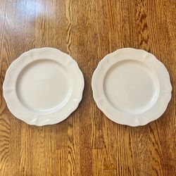 Vintage Mid Century Japan Federalist Ironstone 2 Set 10 5/8” Dinner Plates White 4238