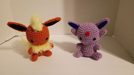 Flareon and Espeon Crochet Amigurumi $18 ea.