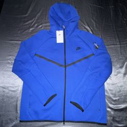 Nike Tech Fleece Windrunner Zip Up Hoodie Royal Blue HV0949-480 Size Large