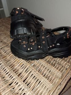 Black Chunky Heel Sandals