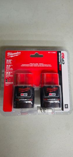 Milwaukee 48-11-2422 M12 REDLITHIUM CP2.0 Compact Battery (2 Pack)