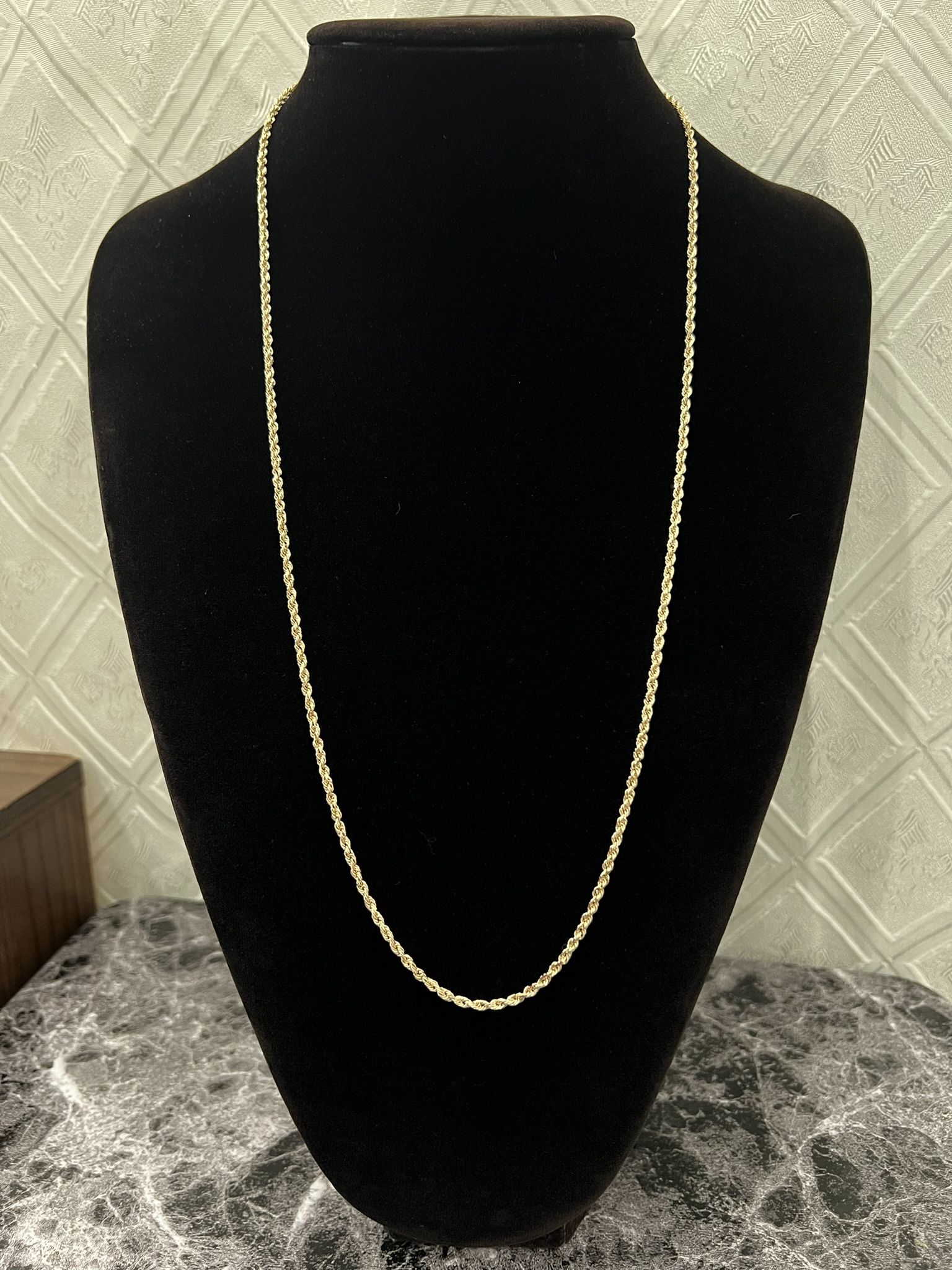 14k Gold Solid Rope Chain Diamond Cut