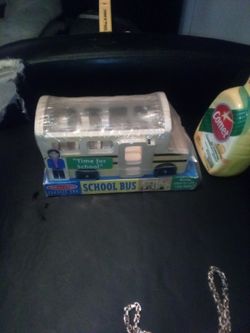 Wood School Bus Toy Wooden New