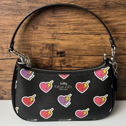 Coach Handbag - Shoulder Crossbody with a Heart Bolt Print NWT - New