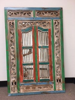 One-of-a-kind Window Wood Wall Mirror