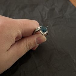 Silver Ring With Large Triangle Topaz Stone