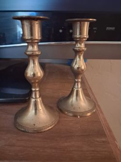 Antique Brass Candlestick Holders