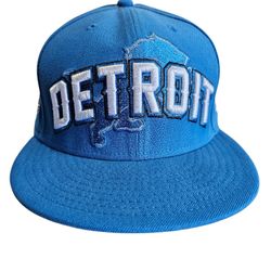 Detroit Lions Hat New Era 59Fifty Fitted Cap Size 7 5/8 NFL Blue NFC New