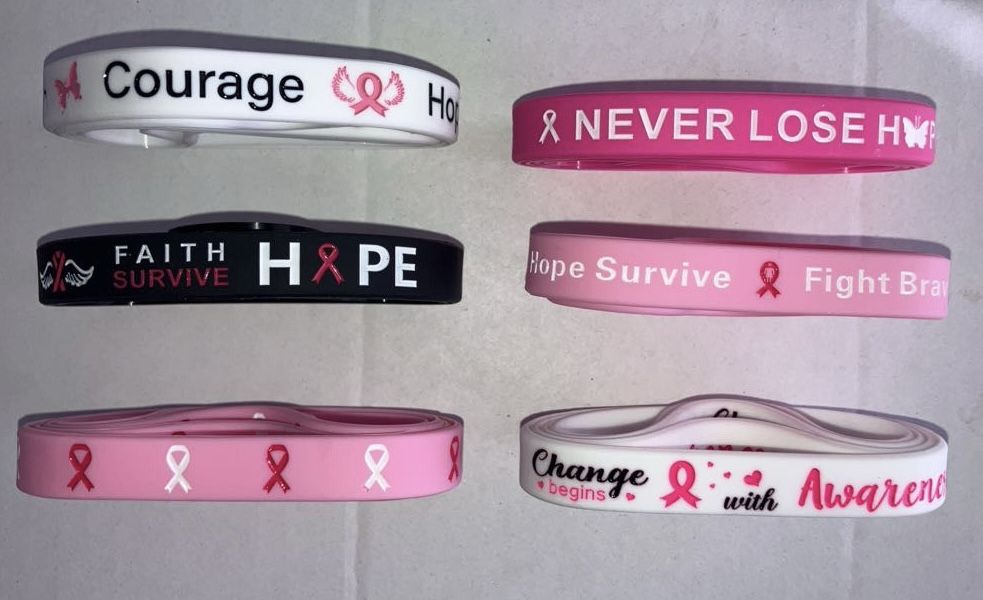 Breast Cancer Awareness, Hope, Strength, Faith, Silicone Bracelets lot of 24 New