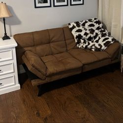 Camel Color Faux Suede Futon 