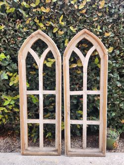 (2 Pcs) 36" Ferrera Arch Wood Frame Distressed White Shabby Chic