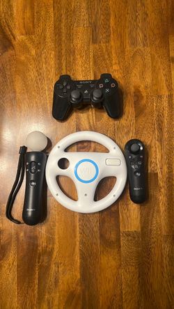 Sony PS3 Move Controller Bundle + Racing Wheel – $55 OBO