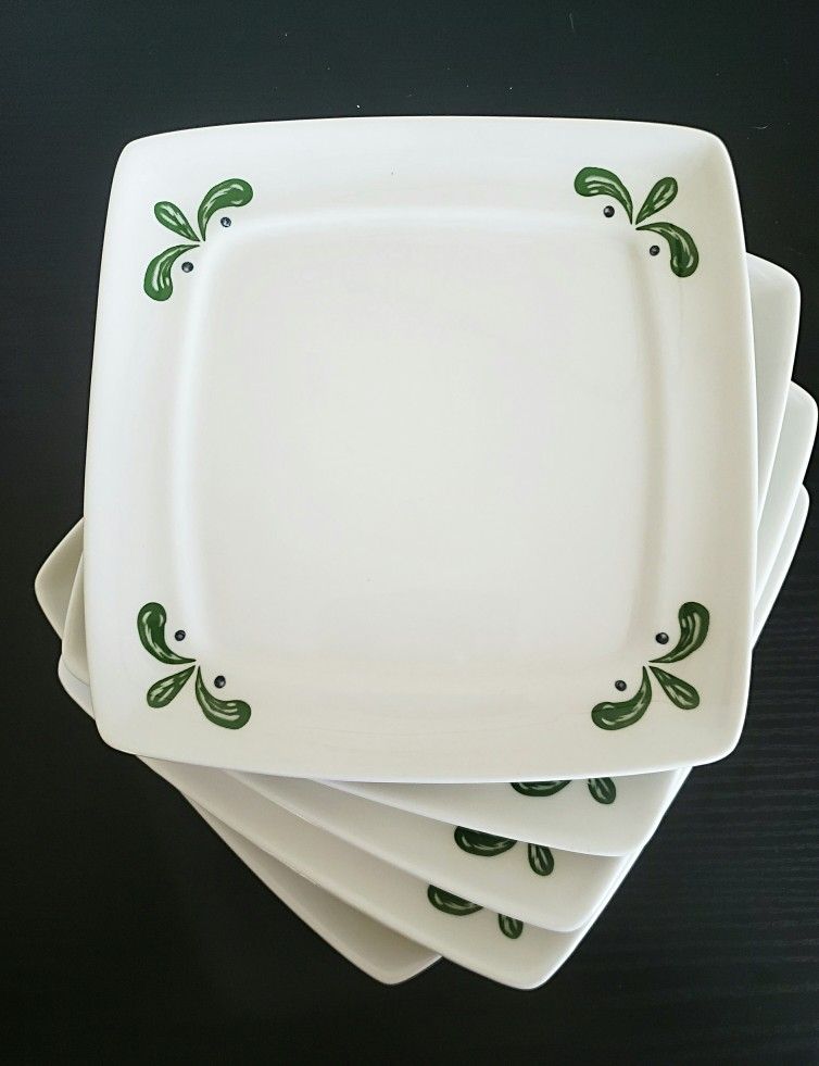 🫒Vintage, Olive Garden Restaurant, Buffalo China - 5 Square Dessert / Salad Plates