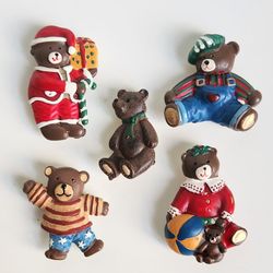 Retro Vintage Lot of 5 Bear Button Covers