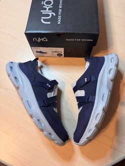 👟 NIB Rykä ActivFoam Mary Jane Walking Sneakers - Navy Blue (Women's 8.5)