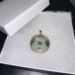 Gold Over Sterling Silver Jade Pendant 