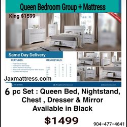 New 6 Pc Bedroom With Mattress Included 